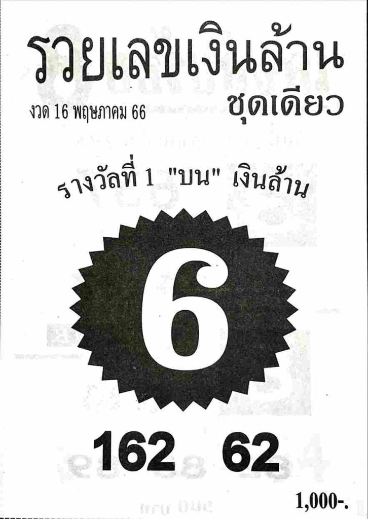 หวยรวยเลขเงินล้าน 16-5-66