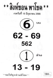 หวยสิงห์ขอน 16-6-66