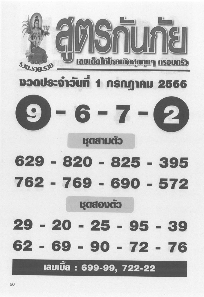 หวยสูตรกันภัย 1-7-66