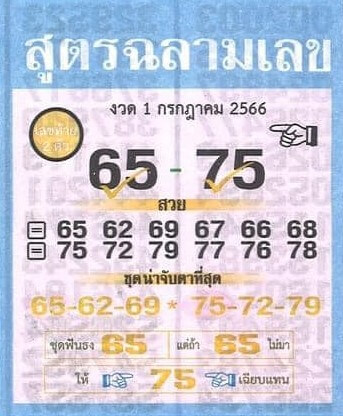 หวยสูตรฉลามเลข 1-7-66