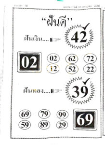 หวยฝันดีงวดนี้ 16-7-66