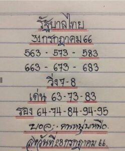 หวยมิสเตอร์บอลงวดนี้ 31-7-66