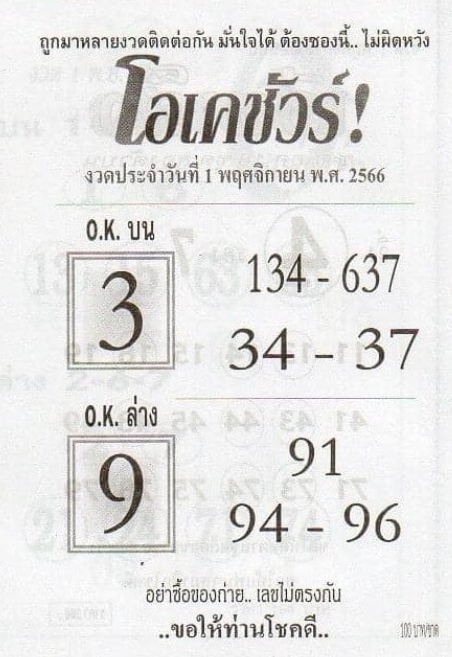 หวยโอเคชัวร์ 1-11-66